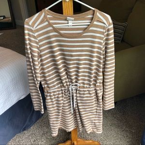Comfy Cinch Waist Striped Dress